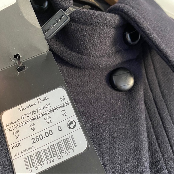NWT Massimo Dutti Peacoat in Navy Blue - Picture 6 of 7